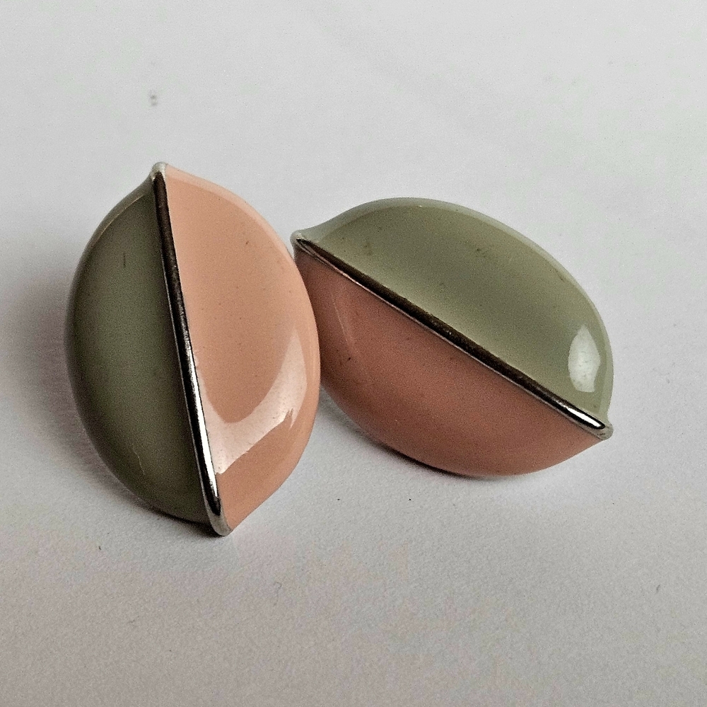 Vintage Style Pink and Green Post Earrings
